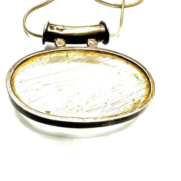 Golden Rutilated Quartz Artisan-Made Pendant on 30" Italian Sterling Snake Chain - Picture 10 of 13